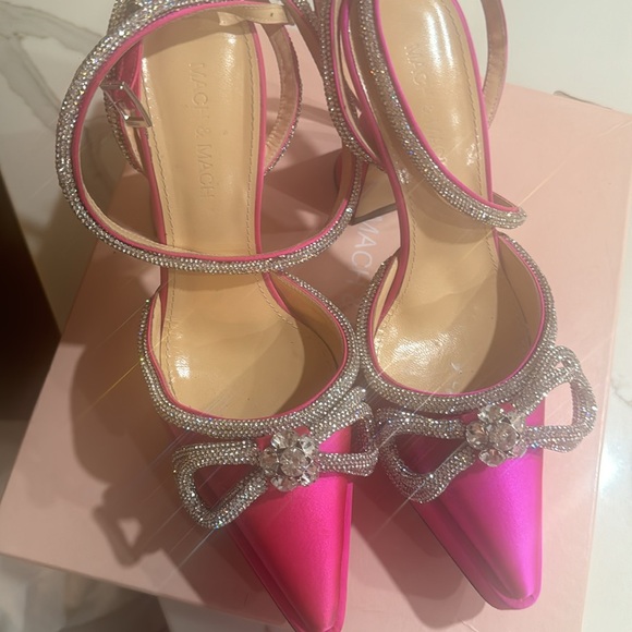 Mach and Mach double crystal bow satin platform pump - Picture 9 of 11